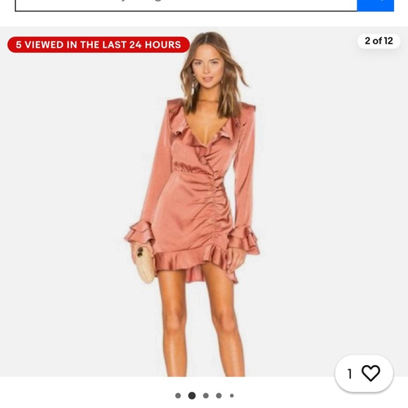 MAJORELLE Orange Pink Ruffled Wrap Dress - Picture 4 of 4